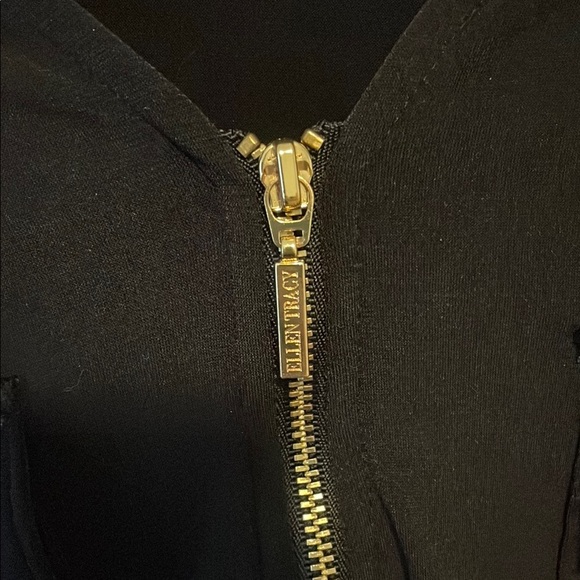 Ellen Tracy Black and Gold Shirt with Three-Quarter Sleeves - Picture 3 of 6